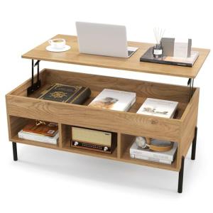 LIFEZEAL Mesa de Centro con Tablero elevable y 3 Compartime…