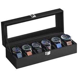 SONGMICS JWB06B01 - Caja de relojes con 6 ranuras para relo…