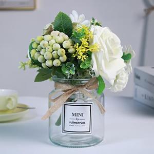 WAKISAKI Flores artificiales en jarrón para decoración de t…