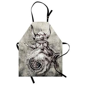 ABAKUHAUS Tatuaje Delantal de Cocina, Guerrero Vikingo İnco…