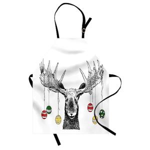 ABAKUHAUS Alce Delantal de Cocina, Alce con Adornos de Navi…