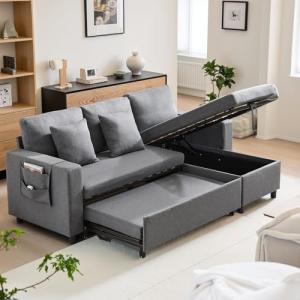 Wyibwy Sofá de 3 plazas con función extensible, cama en for…