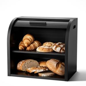 G.a HOMEFAVOR Panera de bambú, panera de bambú de 2 capas,…