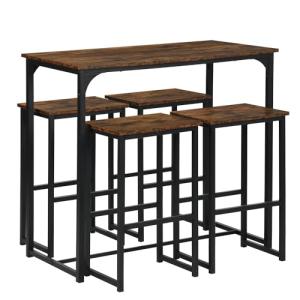 GOKHOMX Mesa de Bar Alta Con 4 Taburetes - Juego de Comedor…