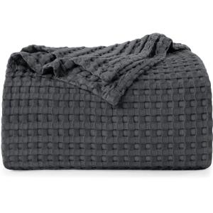 Utopia Bedding Manta Tipo Gofre De Algodón De 300 gsm (Gris…