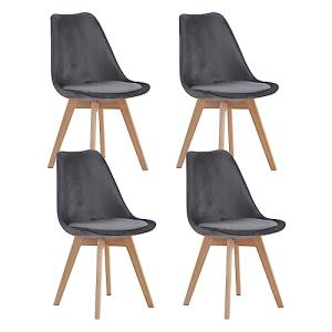 BenyLed Juego de 4 Sillas de Comedor de Terciopelo con Asie…