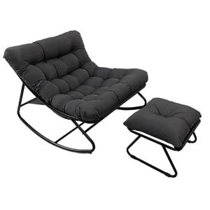 Sillon Mecedora–con cojín y Taburete,Sillon de Lectura Meta…
