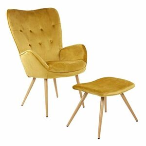 Albatros Sillón de Orejas Taburete York, Oro, Funda de Terc…