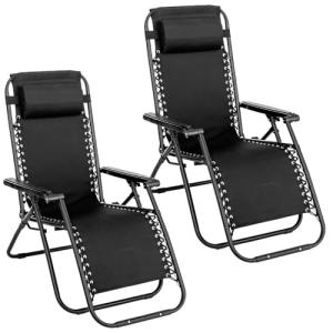 Pack de 2 Sillón tumbona Gravedad Cero Negro Antracita | Te…