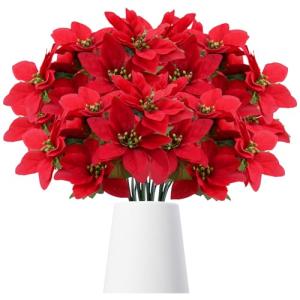 pangutheos 4 Piezas Flor de Pascua Artificial, 33 cm Flores…