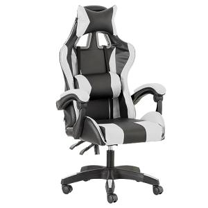 Baroni Home – Silla De Gaming Blanca y Negra, Silla Ergonóm…