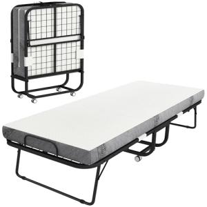 HOMCOM Cama Plegable 200x80 cm con 4 Ruedas, Cama de Campin…