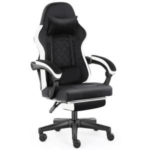 AUNEK Silla Gaming con Reposapiés y Soporte Lumbar, Reclina…