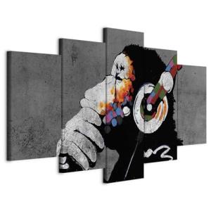 murando Cuadro en Lienzo DJ Mono 200x100 cm 5 partes Impres…