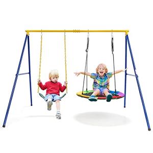 KOMFOTTEU Columpio Infantil con Soporte de Metal 249x185x18…