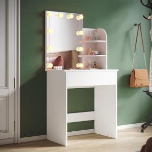 SUNXURY Tocador con iluminación LED, brillo ajustable, pequ…