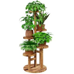 Bamworld Soporte Plantas Interior de Madera de 5 Niveles, E…