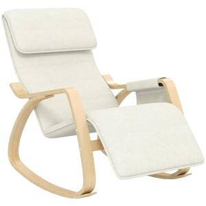 HOMCOM Sillón balancín con reposapiés ajustable, bolsillo l…