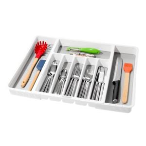 madesmart Bandeja de cubiertos expandible, color blanco, co…