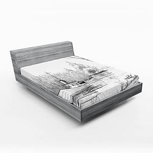 ABAKUHAUS Incompleto Sábana Elastizada, Negro White River B…