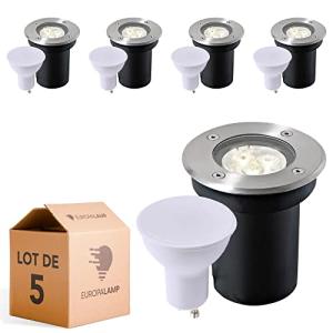 Europalamp – Lote de 5 focos empotrables de suelo redondos,…