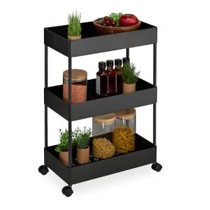 Relaxdays Carrito Auxiliar Ruedas, Carro Cocina 3 Niveles,…