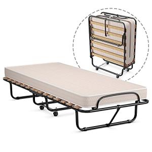 COSTWAY Cama Plegable 80 x 190 cm, 4 Ruedas, Cama Supletori…