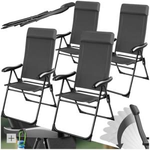 tectake® Silla de Camping Plegable de Aluminio, Respaldo Aj…