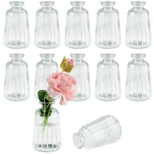 Zosenyer 12 Jarrones de Cristal Pequeños, Mini Jarron Crist…