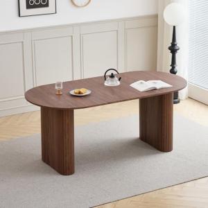 GrandCA HOME Mesa de Comedor Ovalada de Madera, Moderna Mes…