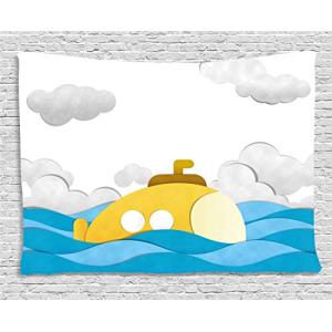 ABAKUHAUS Submarino Amarillo Tapiz de Pared, Cielo Mar Ondu…