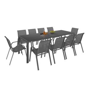IDMarket – Salón de jardín Madrid Mesa 240 CM y 10 sillas a…