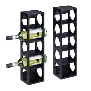 Relaxdays 2 Botelleros Vino Bambú, Estanterías 5 Botellas T…
