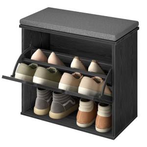 VASAGLE Banco Zapatero Acolchado, Mueble de Recibidor de 3…