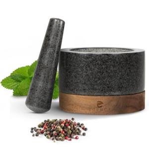 ECENCE Mortero Cocina en Madera de Acacia y Granito - Morte…