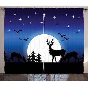 ABAKUHAUS Ciervo Cortinas, Animal con astas con los pájaros…