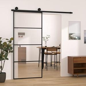 IKAYAA Puerta Corredera de Cristal con Set Herrajes Accesor…