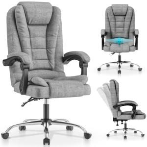 JUPPLIES Silla de Oficina Reclinable con Cojín Lumbar Masaj…