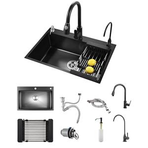 CALISTOUK Fregadero de cocina, 304 Acero Inoxidable, Fregad…