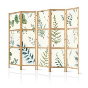 murando - Biombo XXL Hojas Verdes 225x172 cm 5 Paneles biom…