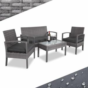 CASARIA® Conjunto Muebles Jardín 4 Piezas Poliratan 2 Sillo…