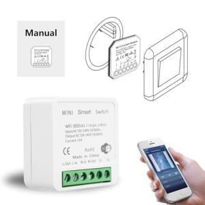 DEWIN Interruptor Inteligente WiFi 16A 2.4GHz Mini Smart Sw…