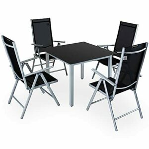 CASARIA Comedor de Jardín Bern Plata Aluminio 90x90 Mesa y…