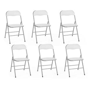IDMarket - Juego de 6 sillas plegables KITY blancas de PU