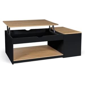 IDMarket – Mesa baja rectangular ELEA con baúl de madera ne…