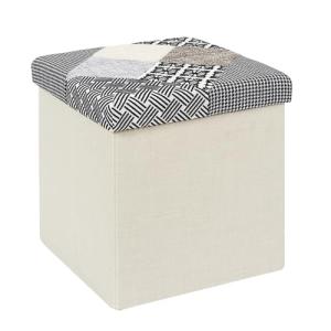 HOME DECO HD7491 Caja-PUF Plegable Patchwork, Madera MDF, T…