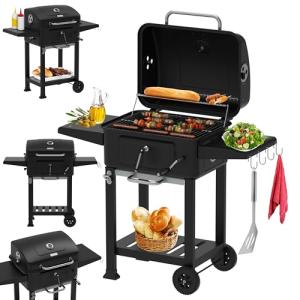 Barbacoa de carbón vegetal XXL con tapa, gran superficie de…