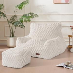 WSOFRLAC Puf con otomana, moderno puf gigante con reposapié…