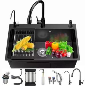 Fregadero de cocina Fregadero negro de acero inoxidable 304…