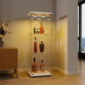 Vitrina de Cristal con 3 estantes,125x42x36cm, Mueble Vitri…